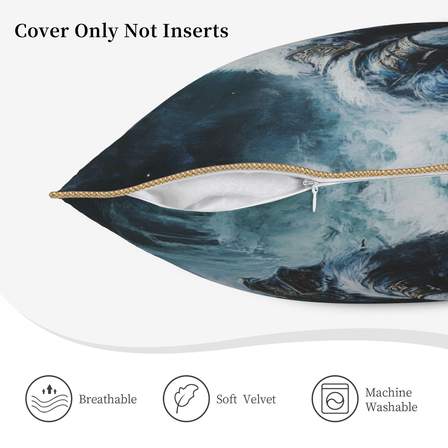 Nordic Mythical Wolf King Pillow Cover