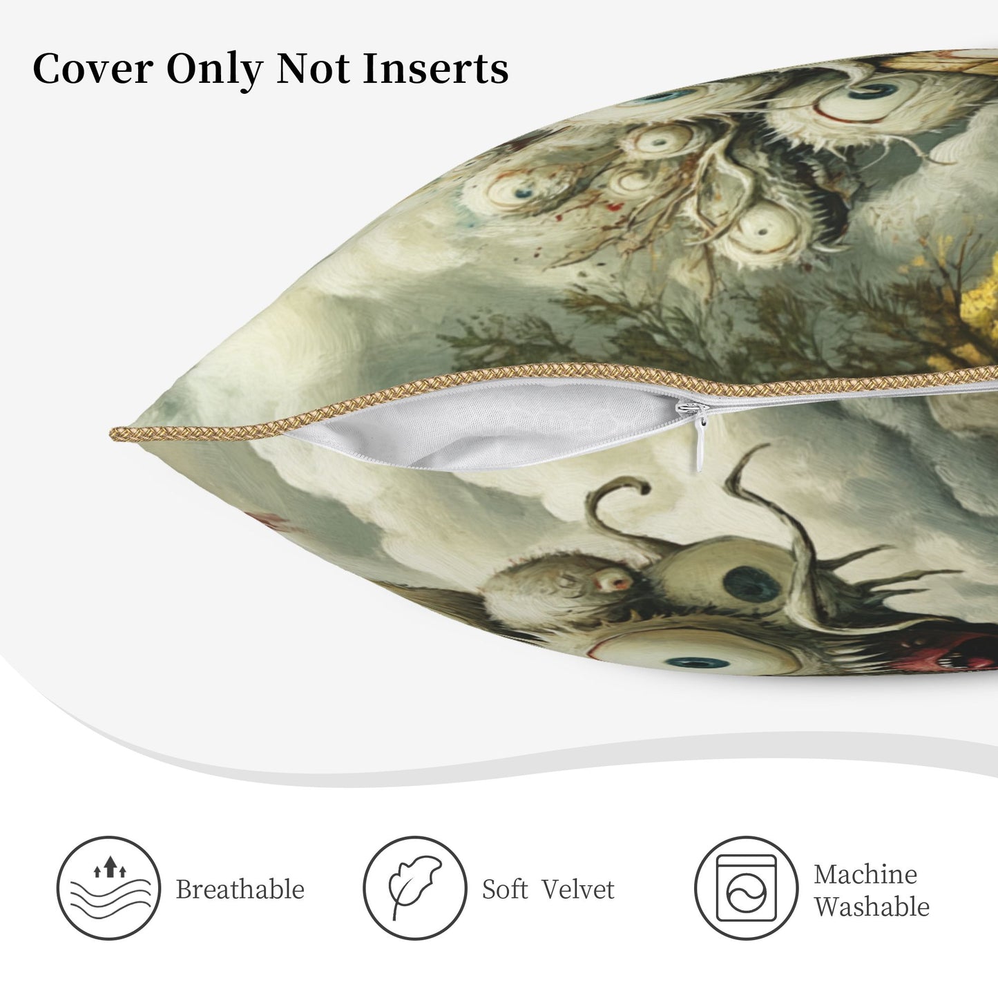 Nightmare Multi-Eyed Creature Fantasy Print Pillow Cover