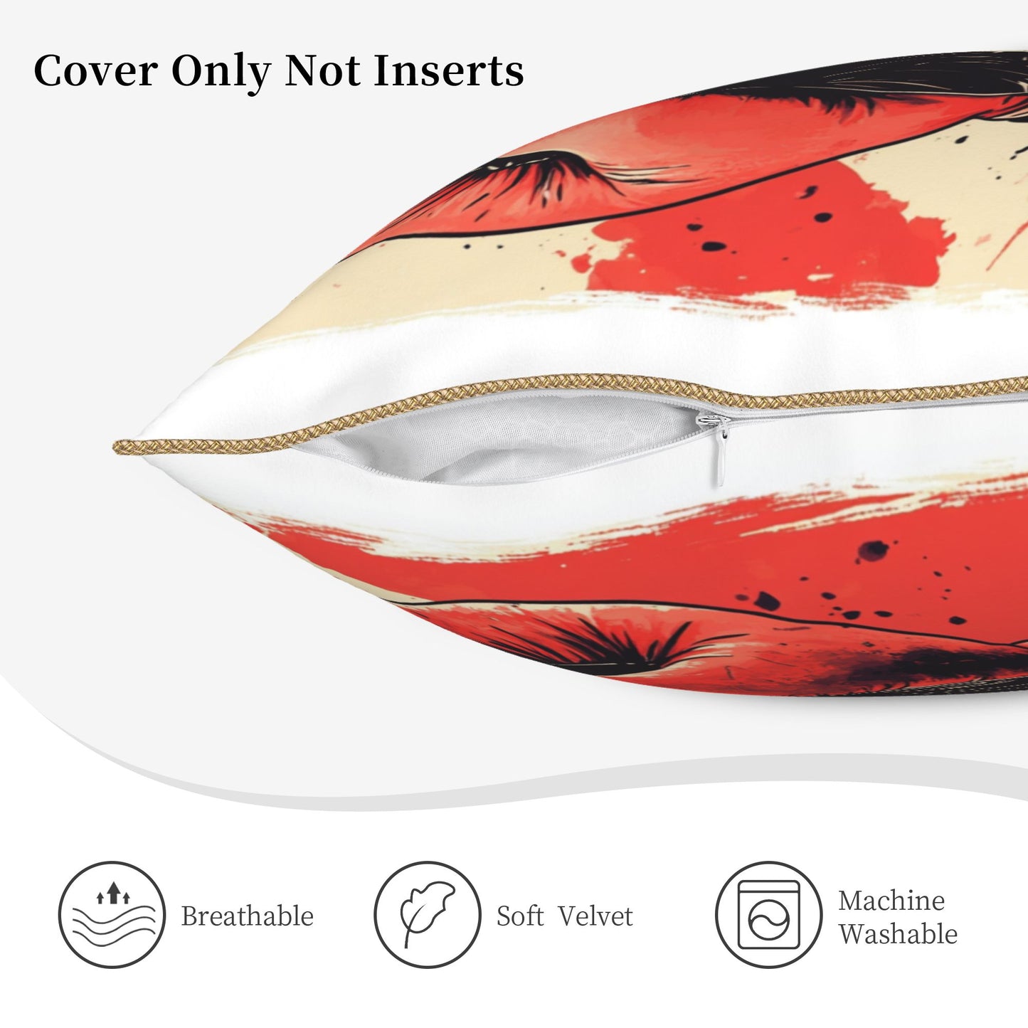 Heart-Shaped Boxing Gloves Digital Print Pillow Cover