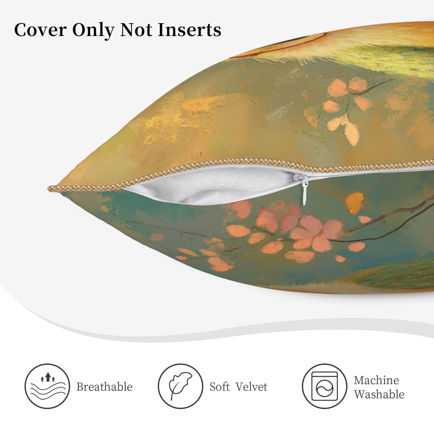 Adorable Owl with Glasses Digital Print Pillow Cover