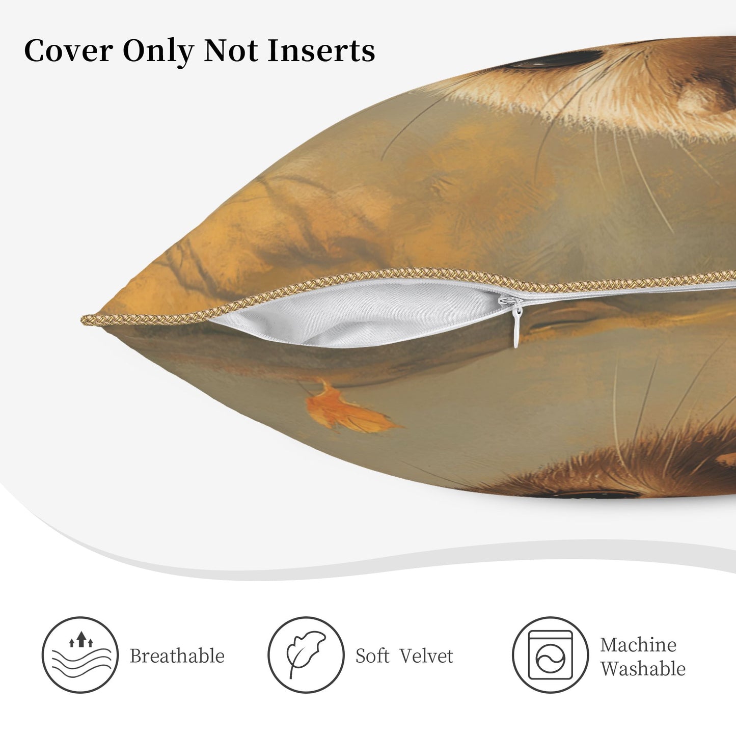 Cozy Fluffy Hamster Digital Print Pillow Cover