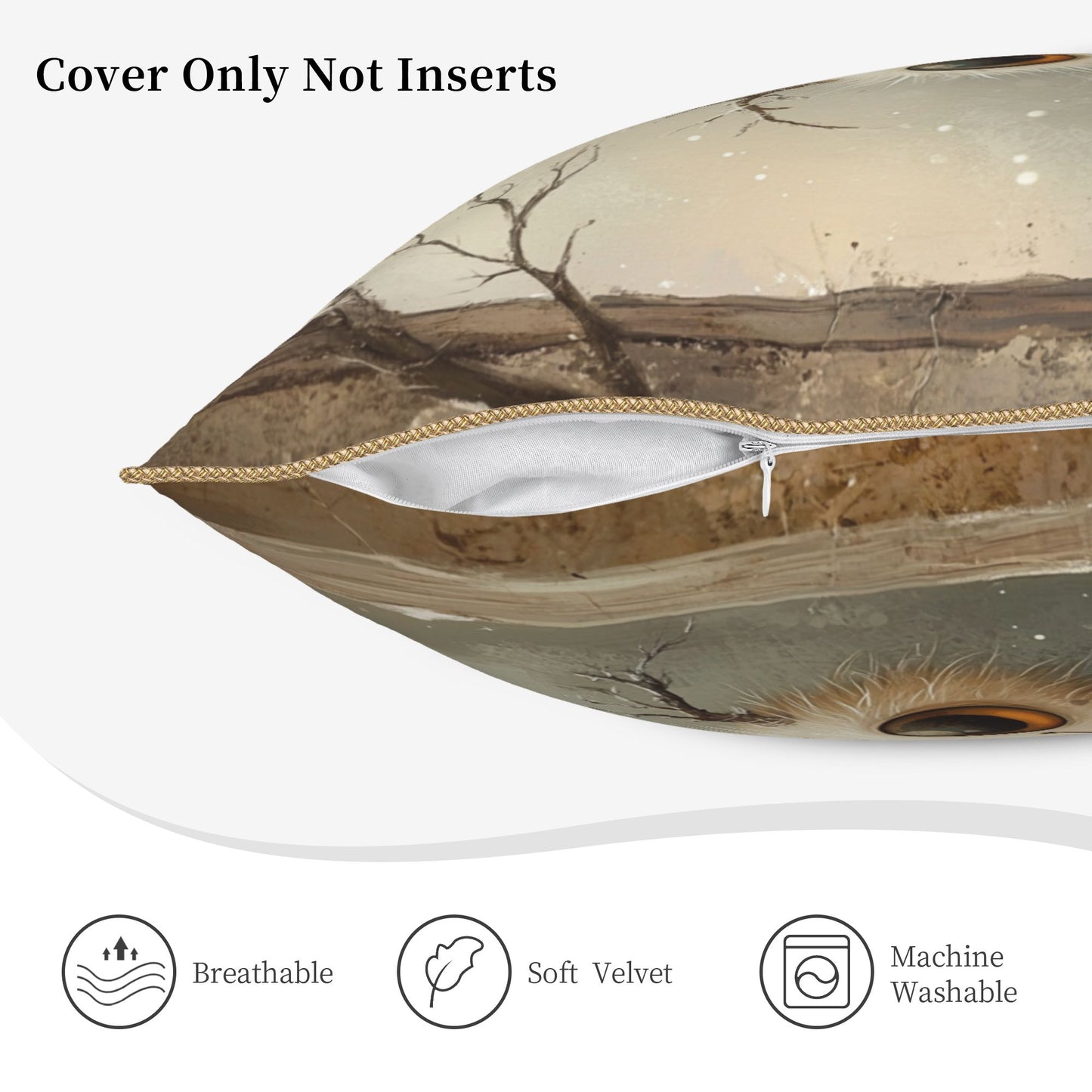 Winter Sprite Fuzzy Creature Digital Print Pillow Cover