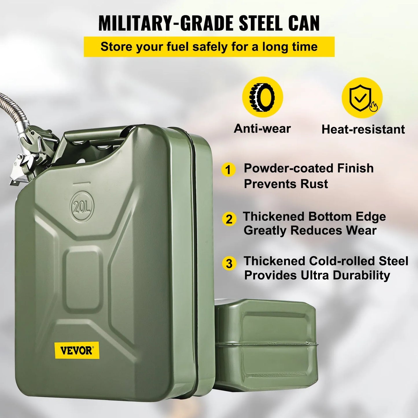 20 L Portable Jerry Gas Can with Flexible Spout System
