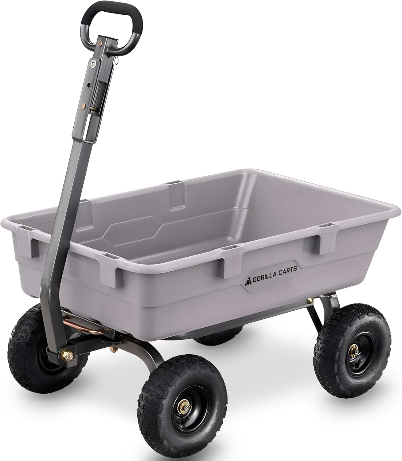 Carts Heavy-Duty Poly Yard Dump Cart, 10 Cu Ft Tub, 1500 lb Haul Capacity