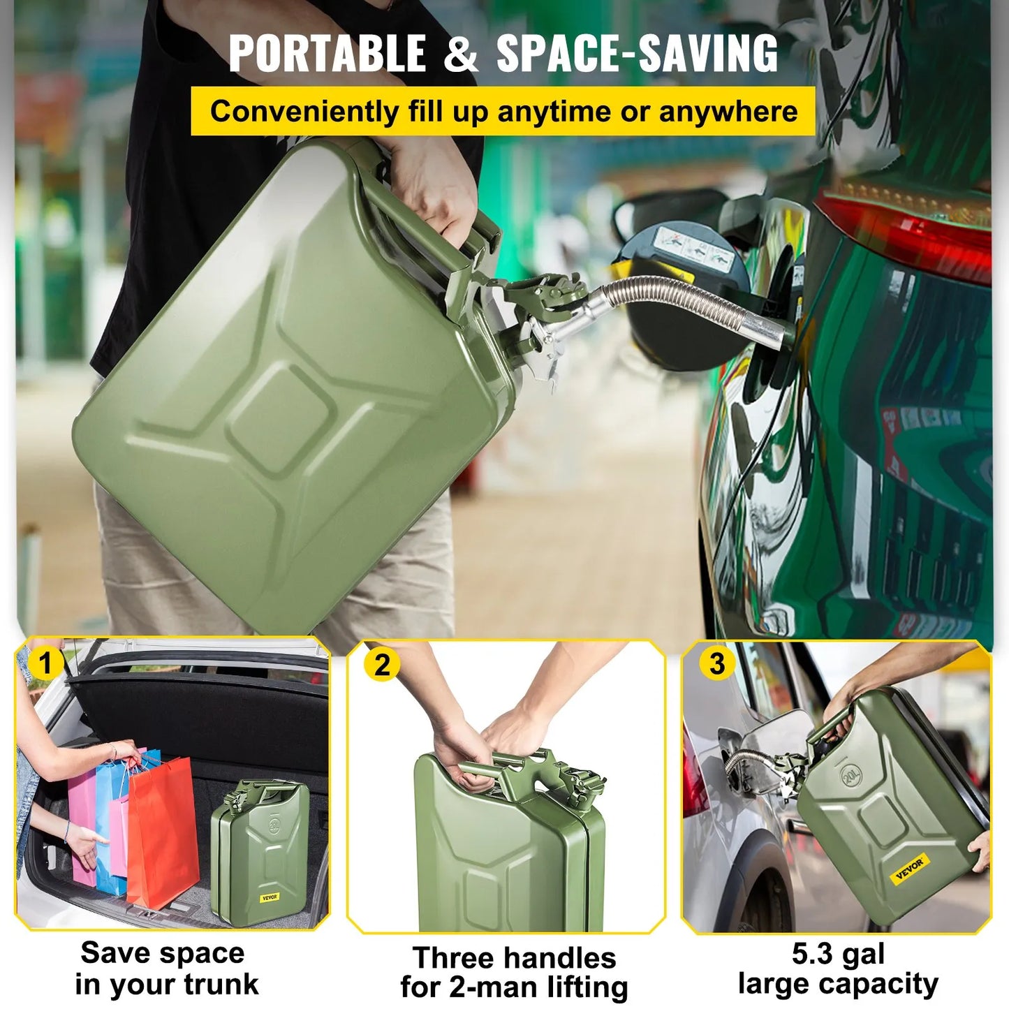 20 L Portable Jerry Gas Can with Flexible Spout System