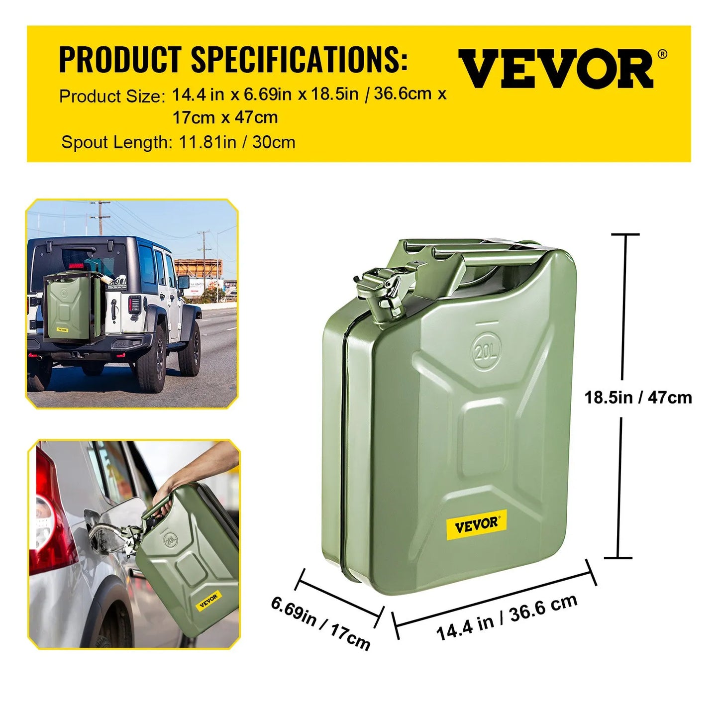 20 L Portable Jerry Gas Can with Flexible Spout System