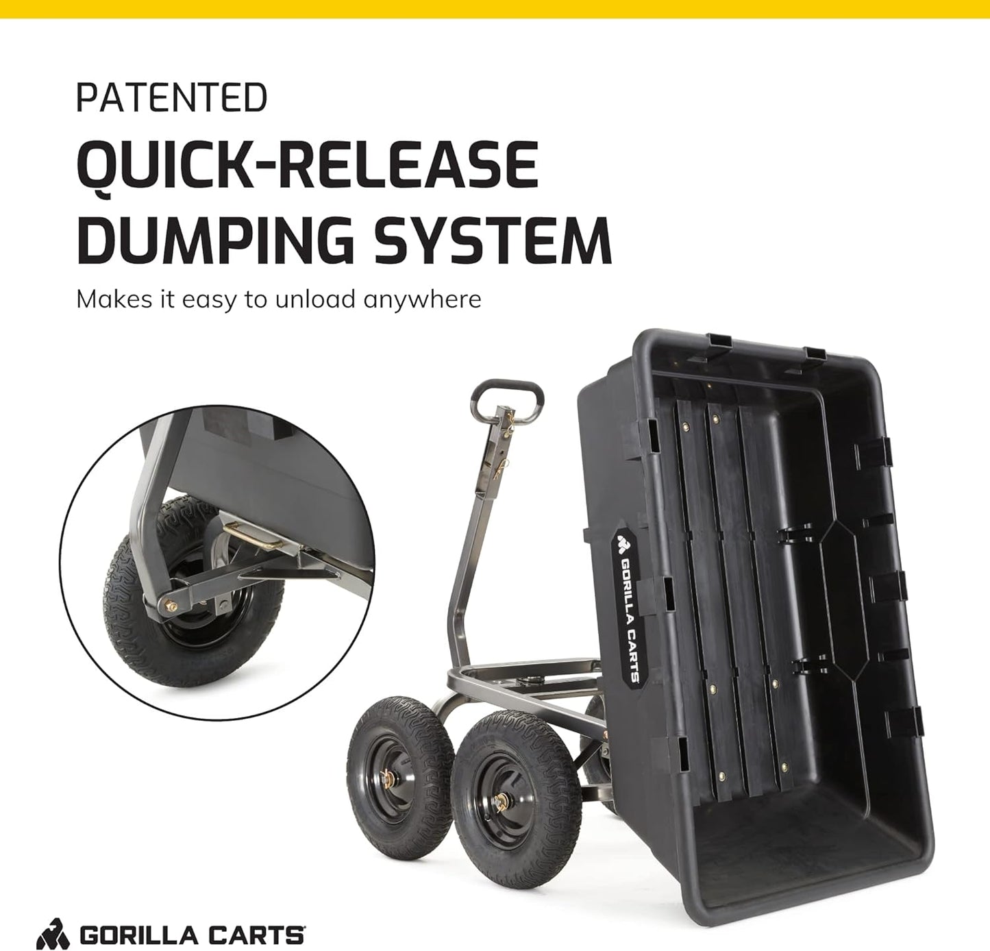 Carts Heavy-Duty Poly Yard Dump Cart, 10 Cu Ft Tub, 1500 lb Haul Capacity