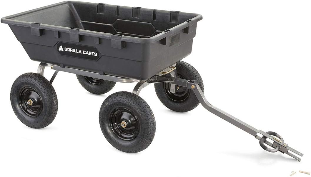 Carts Heavy-Duty Poly Yard Dump Cart, 10 Cu Ft Tub, 1500 lb Haul Capacity