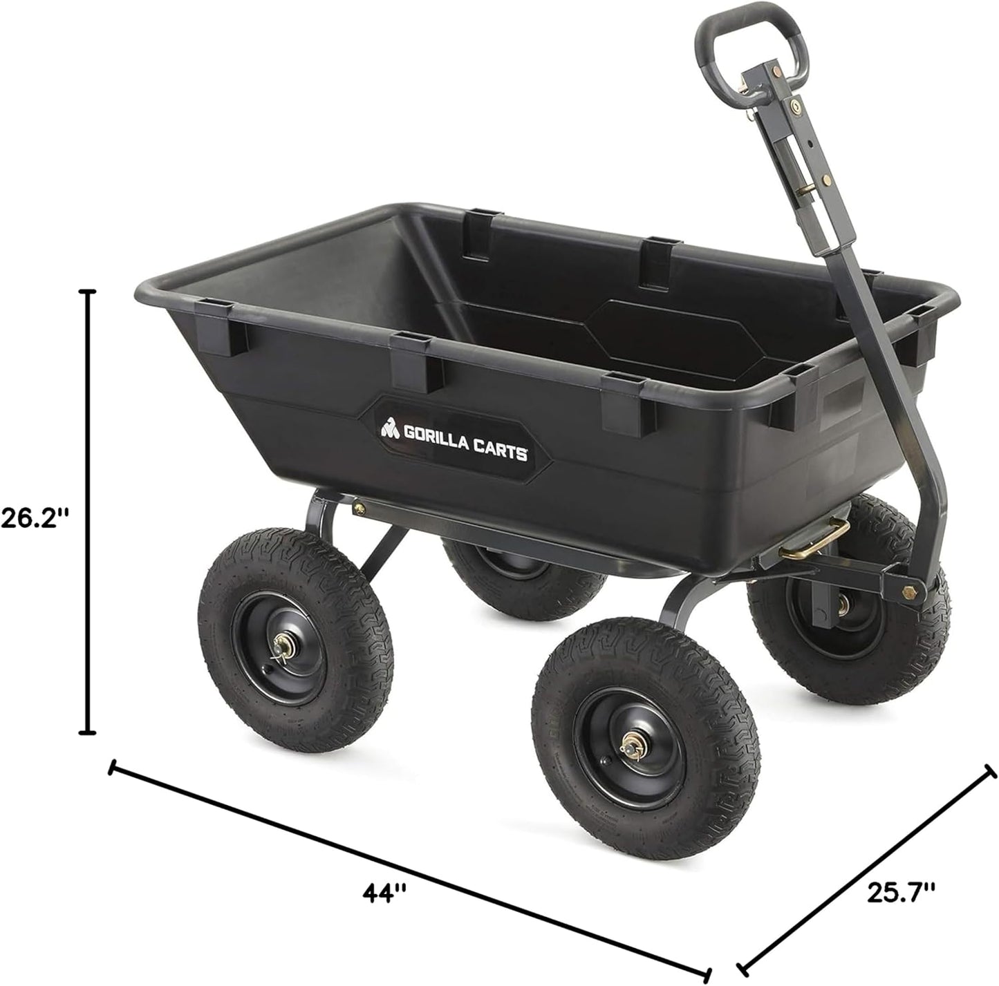 Carts Heavy-Duty Poly Yard Dump Cart, 10 Cu Ft Tub, 1500 lb Haul Capacity