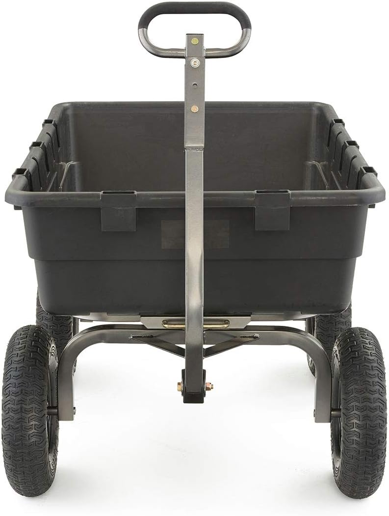 Carts Heavy-Duty Poly Yard Dump Cart, 10 Cu Ft Tub, 1500 lb Haul Capacity