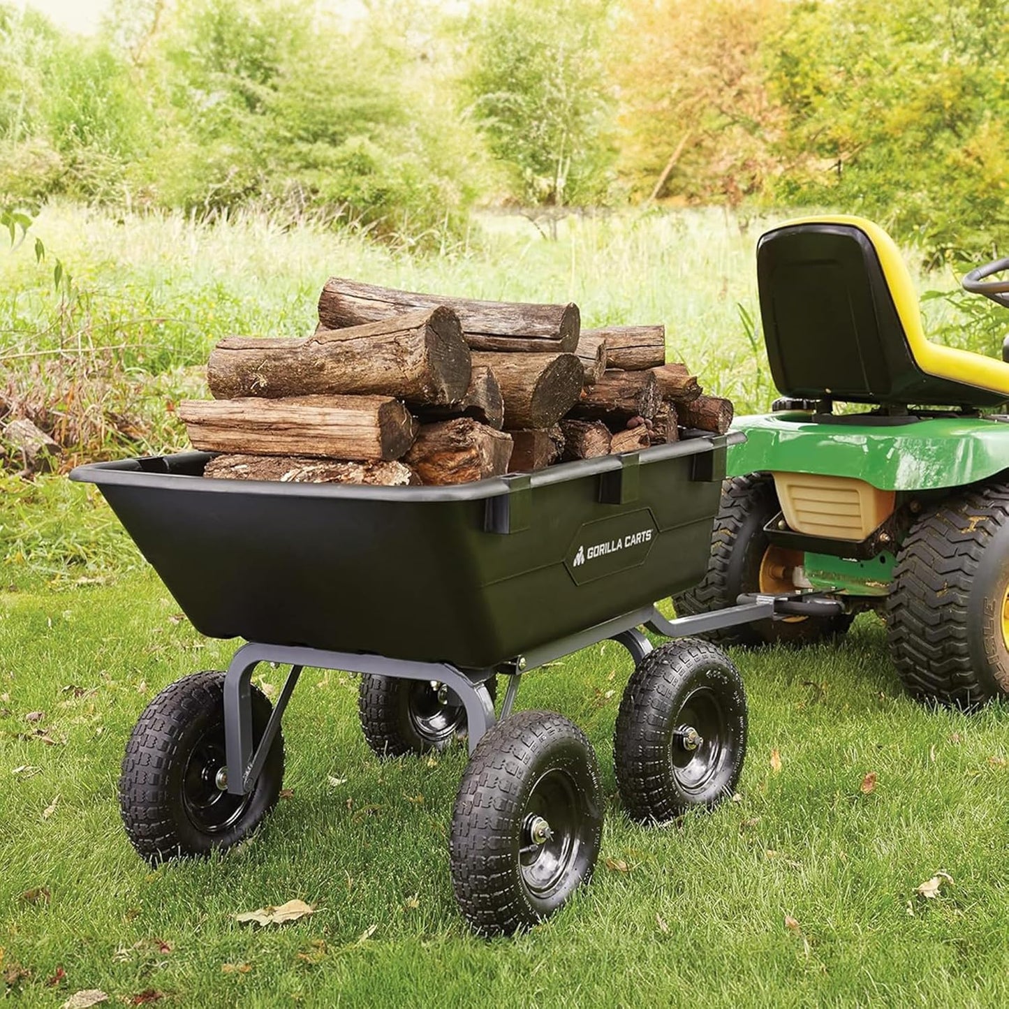 Carts Heavy-Duty Poly Yard Dump Cart, 10 Cu Ft Tub, 1500 lb Haul Capacity