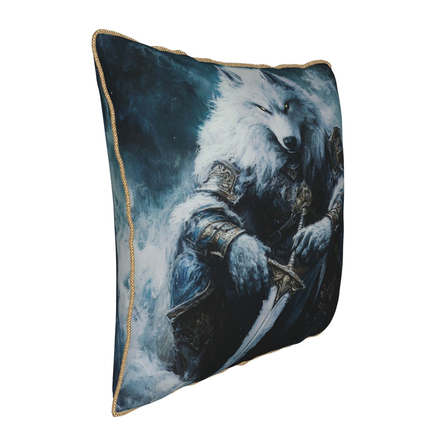 Nordic Mythical Wolf King Pillow Cover