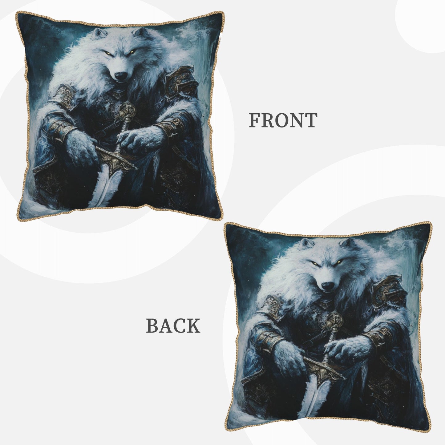 Nordic Mythical Wolf King Pillow Cover