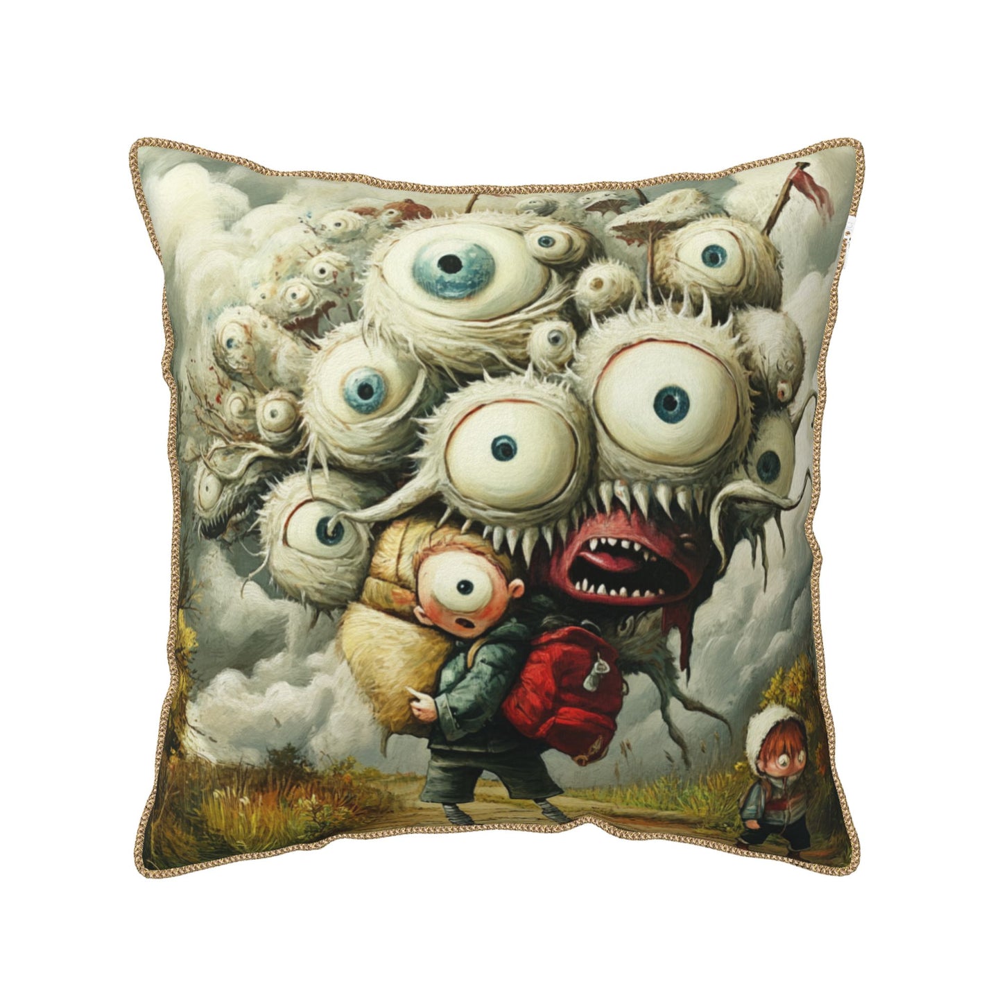 Nightmare Multi-Eyed Creature Fantasy Print Pillow Cover