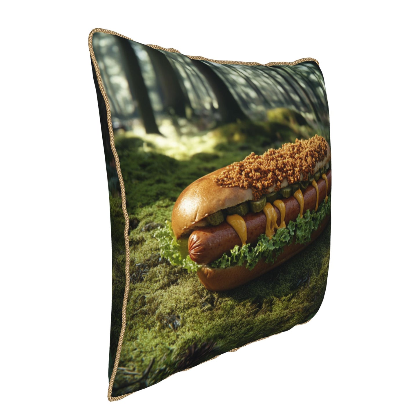 Forest Adventure Hot Dog Digital Print Pillow Cover