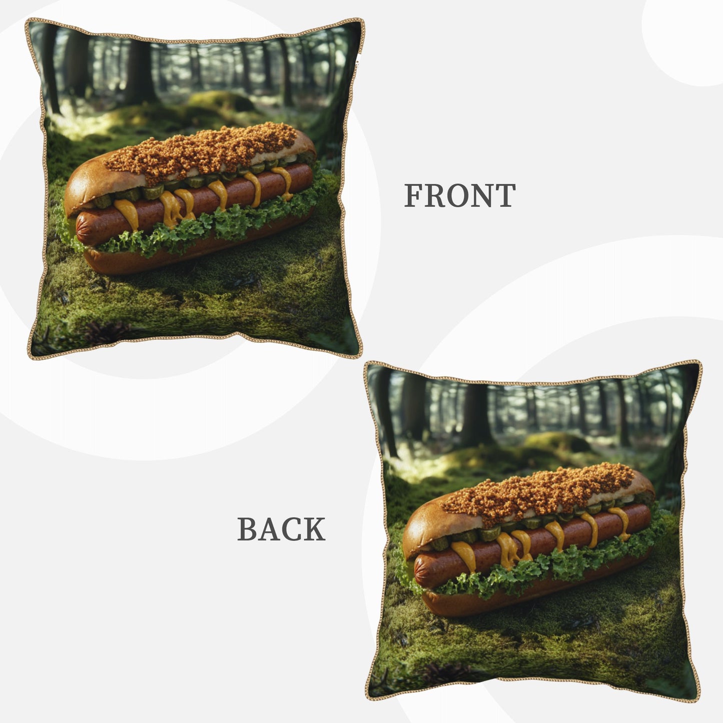 Forest Adventure Hot Dog Digital Print Pillow Cover