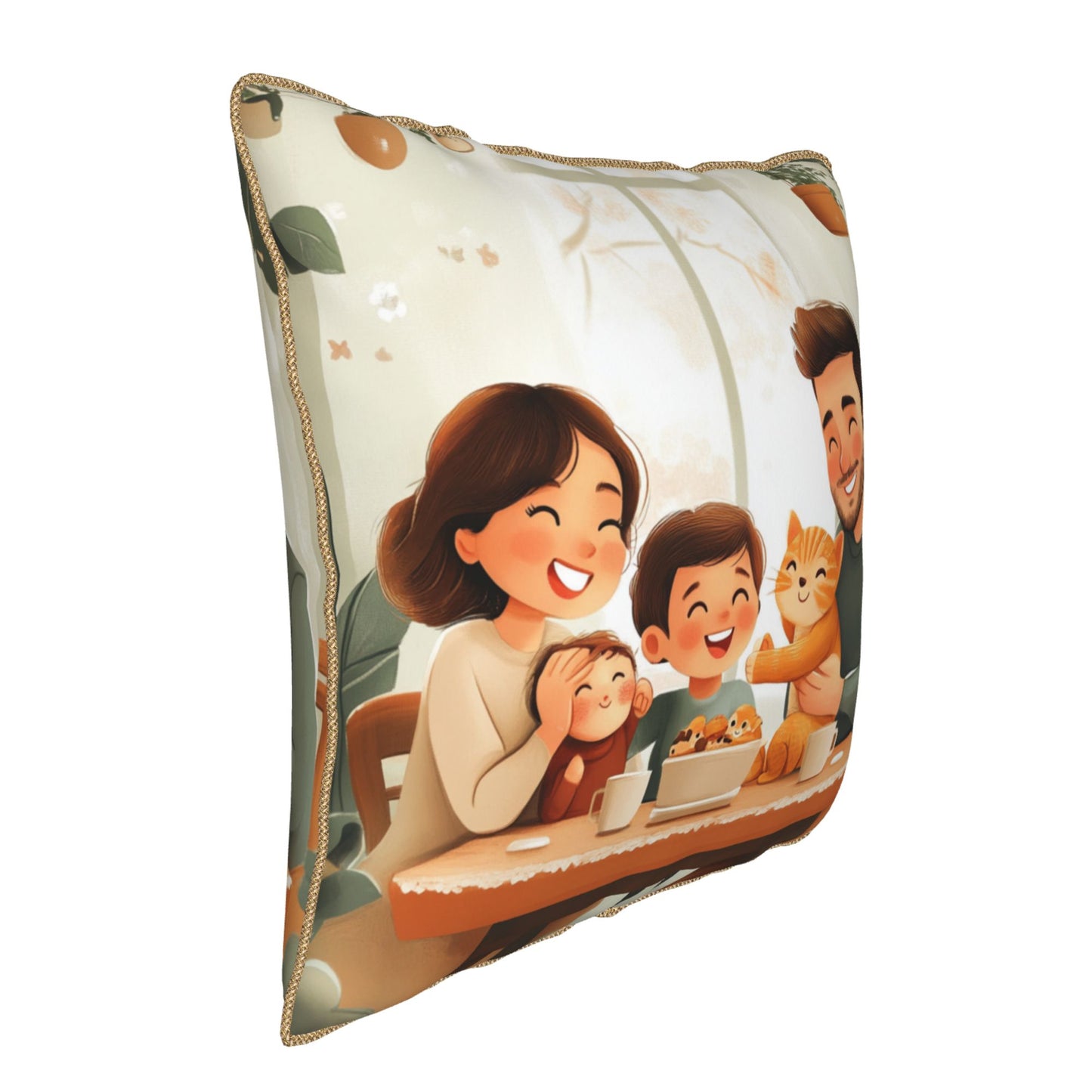 Cozy Family Dinner Digital Print Pillow Cover