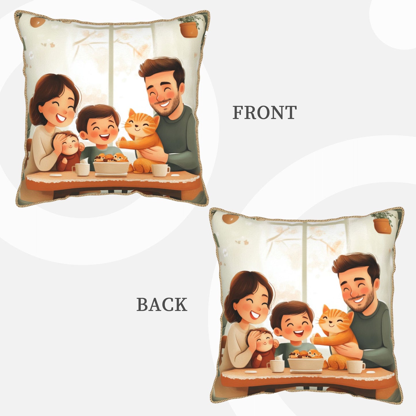 Cozy Family Dinner Digital Print Pillow Cover
