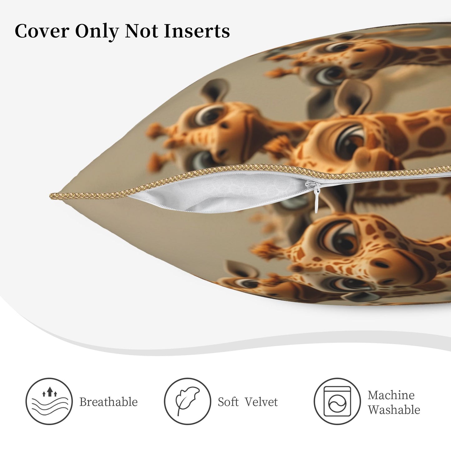 Playful Giraffes in Tires Digital Print Pillow Cover