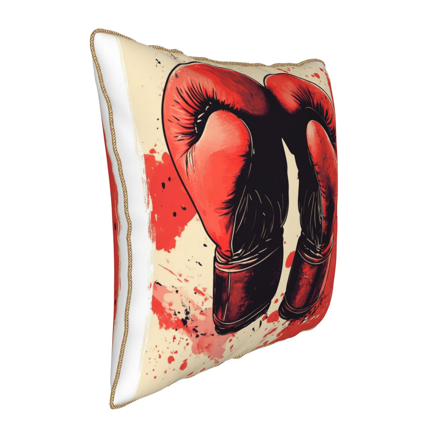 Heart-Shaped Boxing Gloves Digital Print Pillow Cover