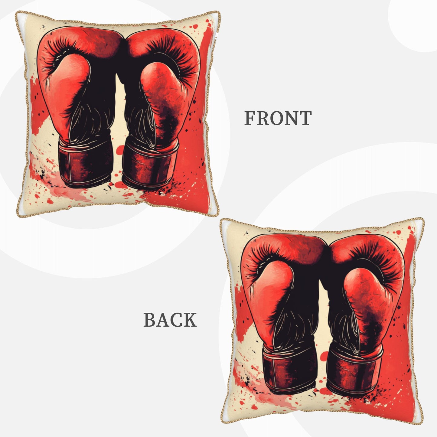 Heart-Shaped Boxing Gloves Digital Print Pillow Cover