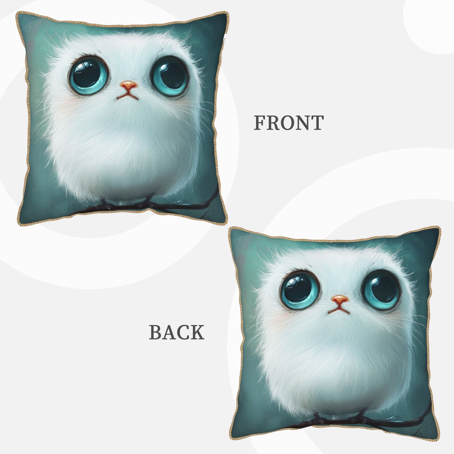 Cute Big-Eyed Fluffy Bird Digital Print Pillow Cover