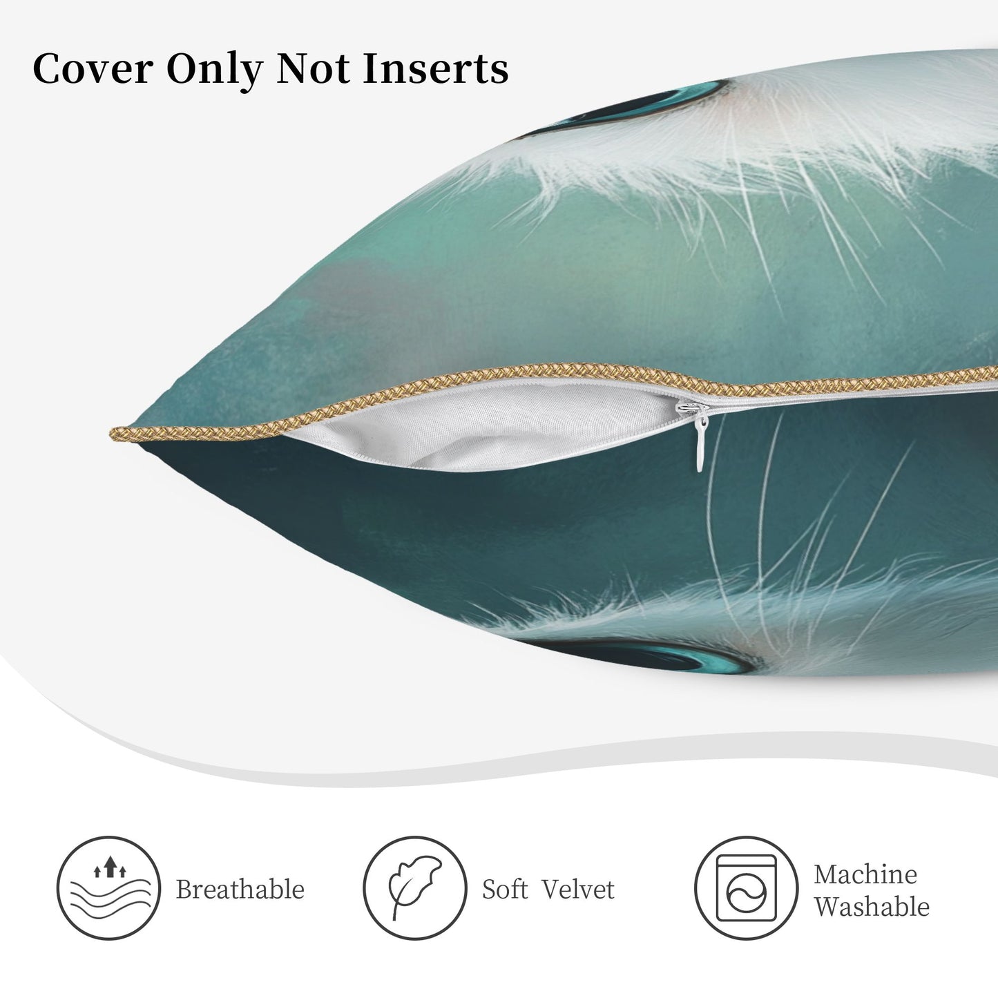 Cute Big-Eyed Fluffy Bird Digital Print Pillow Cover