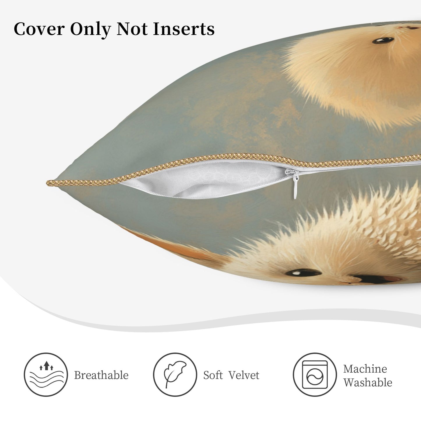 Cute Bunny & Chick Digital Print Pillow Cover