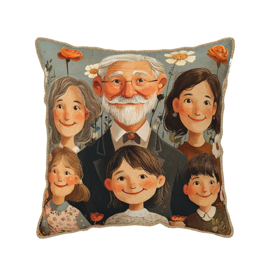 Generations of Love – Warm Family Portrait Digital Print Pillow Cover