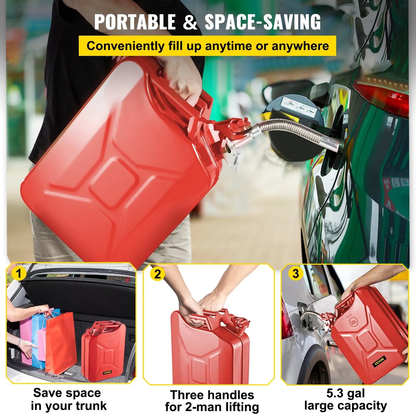20 L Portable Jerry Gas Can with Flexible Spout System