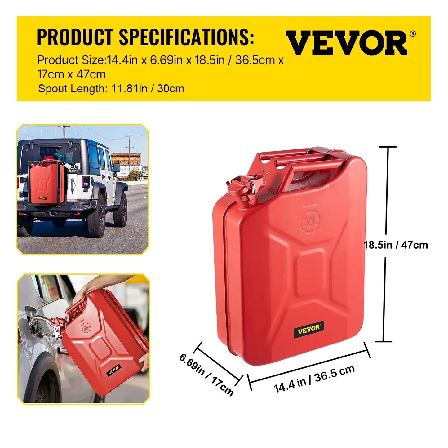 20 L Portable Jerry Gas Can with Flexible Spout System