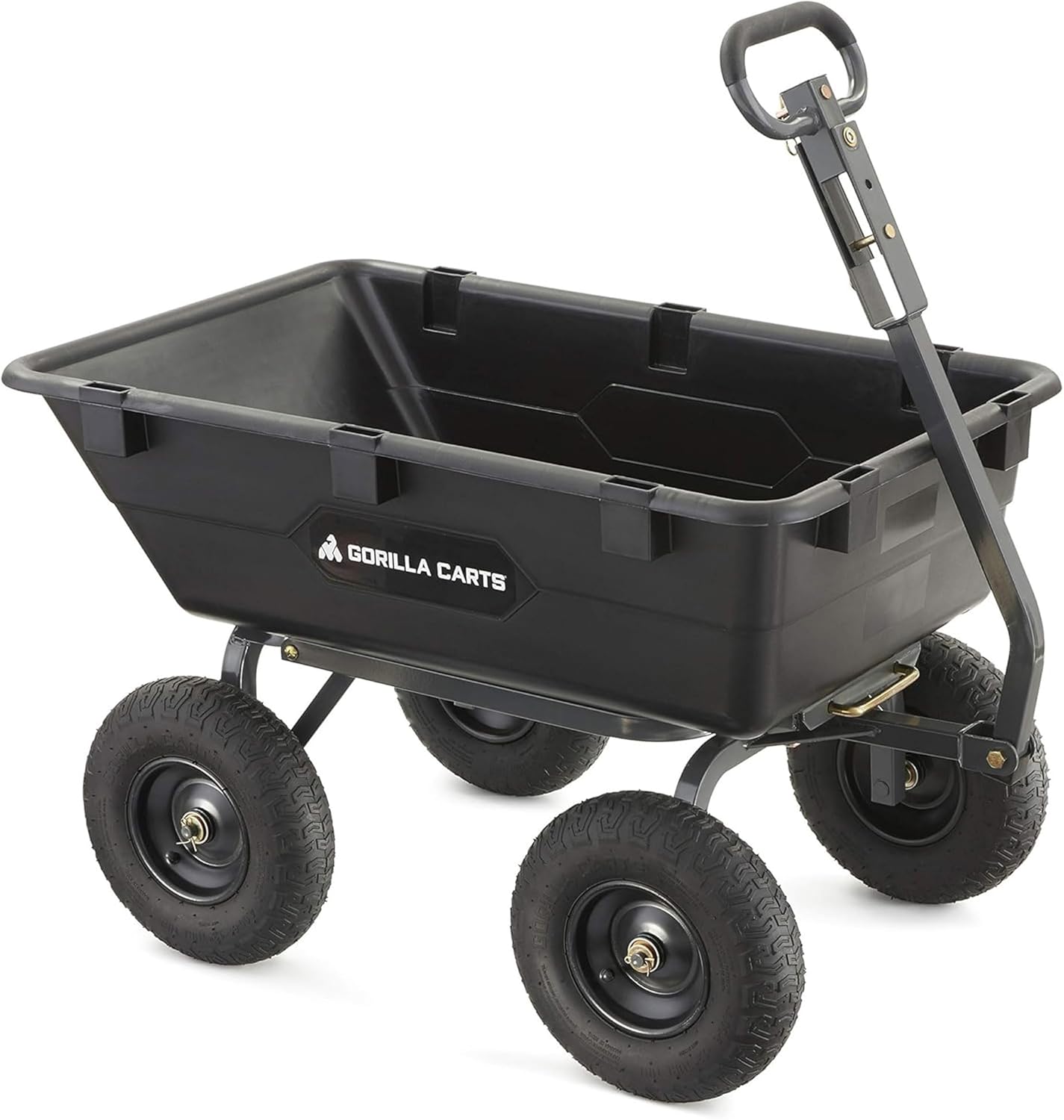 Carts Heavy-Duty Poly Yard Dump Cart, 10 Cu Ft Tub, 1500 lb Haul Capacity